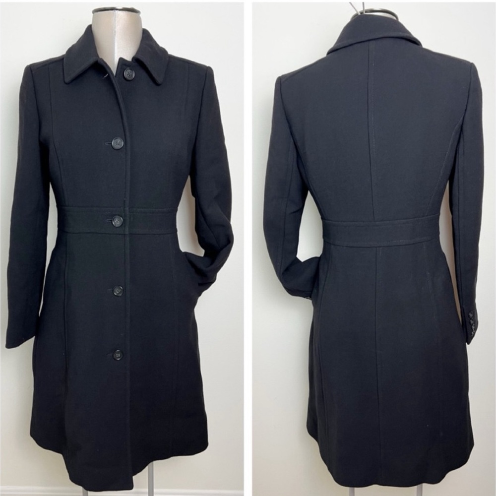 J. CREW Classic Coat Italian Double Cloth Wool SZ 8 Black 3M Thinsulate Jacket